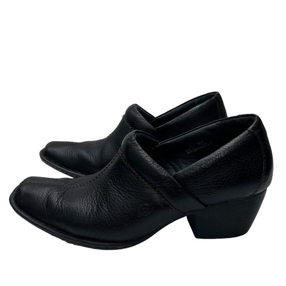 Born Black Leather Western Festival Slip On Shoes Women's SZ 7.5 - Picture 3 of 7
